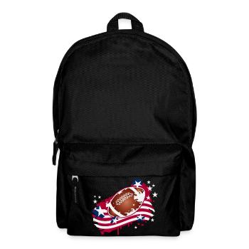 Football Graffiti Motiv mit amerikanischer Flagge - Rucksack - Schwarz - Vorne