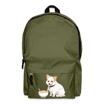 Corgi qui mange des ramens #1 - Sac à dos - vert olive - Devant