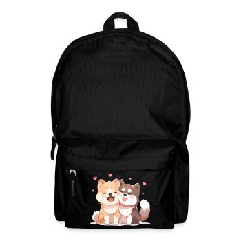 Hunde Liebe Kuscheln Umarmung Herz Süß Niedlich - Rucksack - Schwarz - Vorne