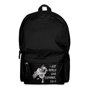 Droll Elephant Animal Motif Wild Animal Saying - Backpack - black - Front