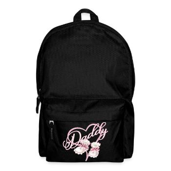 Papa avec fille coeur bébé chaussures rose - Sac à dos - noir - Devant