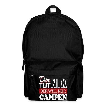 Der tut nix der will nur Campen - Spruch - Rucksack - Schwarz - Vorne