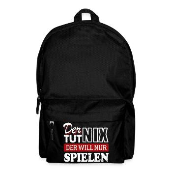 Der tut nix der will nur spielen - Spruch - Rucksack - Schwarz - Vorne