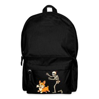 Skelett jagt Corgi-Hundehumor - Rucksack - Schwarz - Vorne