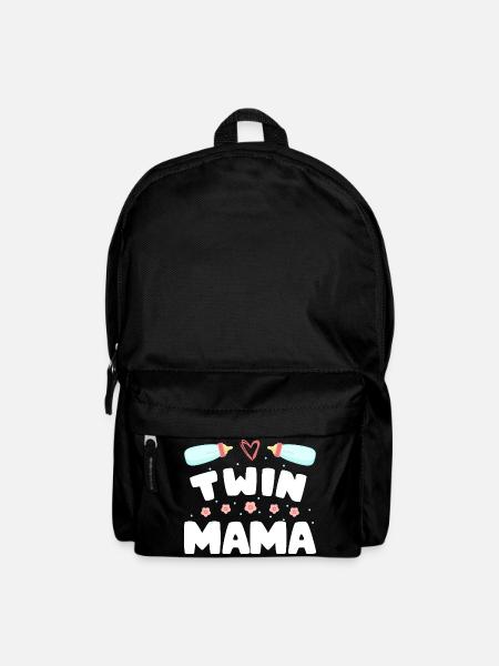 Twin Mom Pregnancy Mom of Twins - Backpack - black