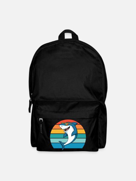 Hai Meerestier Raubfisch Haifisch Weißer Hai  - Rucksack - Schwarz