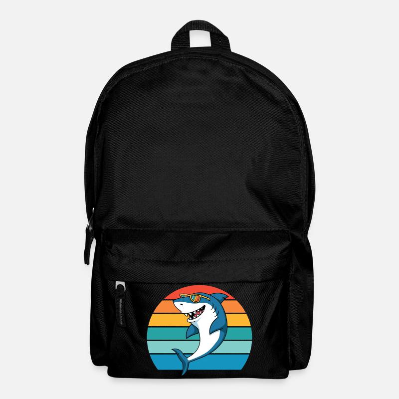 Hai Meerestier Raubfisch Haifisch Weißer Hai  - Rucksack - Schwarz