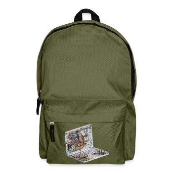 Transparente CAD-Schaltkreiskunst beim Laptop - Rucksack - Olivgrün - Vorne