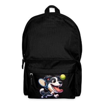 Chien de tennis avec action de raquette et de balle - Sac à dos - noir - Devant