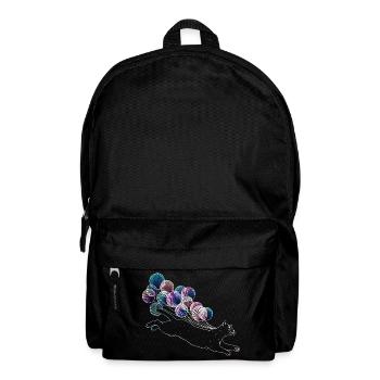 Floating Cat with Colorful Balloons Illustration - Backpack - black - Front