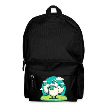 Cartoonlamm auf Grasrunde - Rucksack - Schwarz - Vorne