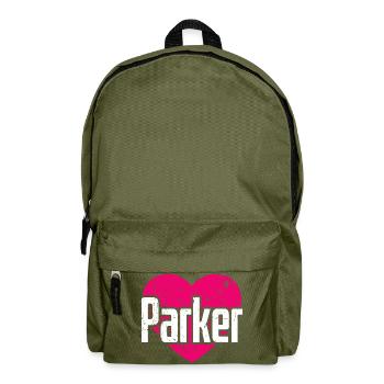 I Love Parker Pink Heart I Love Parker - Backpack - olive green - Front