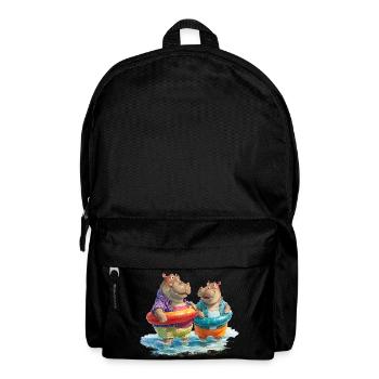 Hippos am Strand mit Schwimmreifen - Rucksack - Schwarz - Vorne
