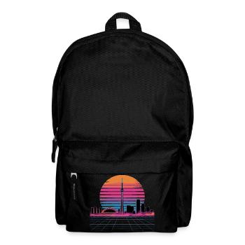 Neon Skyline Retro Sunset - Backpack - black - Front