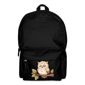 Hibou endormi sur une branche - Sac à dos - noir - Devant
