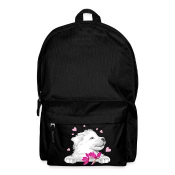 Glücklicher Schweizer Schäferhund mit Blumen und Herzen - Rucksack - Schwarz - Vorne