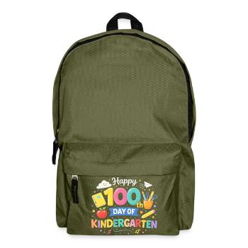 100. Tag Kindergarten Jubel - Rucksack - Olivgrün - Vorne