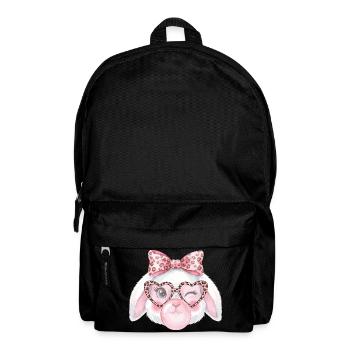 Leopard Glasses Easter Bunny with Pink Bow - Backpack - black - Front