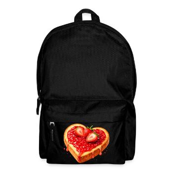 Toast in Herzform mit Erdbeermarmelade  - Rucksack - Schwarz - Vorne