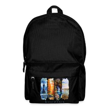 Wisconsin Travel – Great Lakes & Lighthouse - Backpack - black - Front