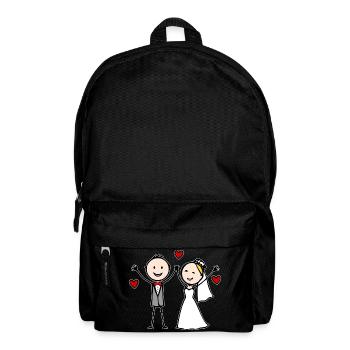 Wedding Couple Cartoon Cheerful - Backpack - black - Front