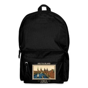 Deutschland Lübeck Vintage Reisemarke - Rucksack - Schwarz - Vorne