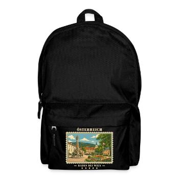 Österreich Baden bei Wien Vintage Reisemarke - Rucksack - Schwarz - Vorne