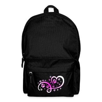 Herz mit Pfötchen und Sternen - Rucksack - Schwarz - Vorne