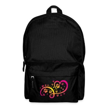 Herz mit Pfötchen und Sternen - Rucksack - Schwarz - Vorne