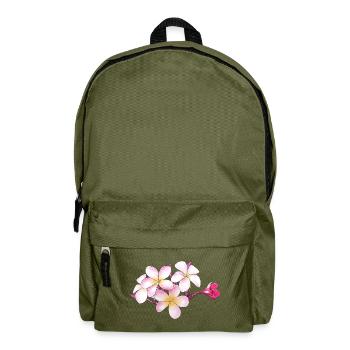 Frangipani flowers hand drawn - Backpack - olive green - Front