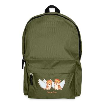 Danke Ma'am Königin Corgis Krone Flügel - Rucksack - Olivgrün - Vorne