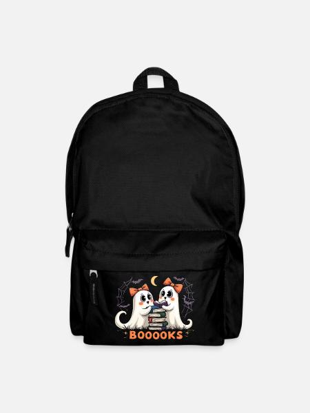 Cute Ghosts Reading Books - Halloween Fun - Backpack - black