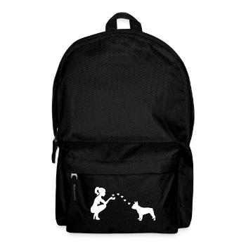 Französische Bulldogge mit Frau - Rucksack - Schwarz - Vorne