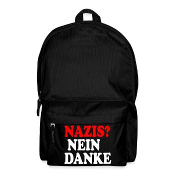 Nazis nein danke - Rucksack - Schwarz - Vorne