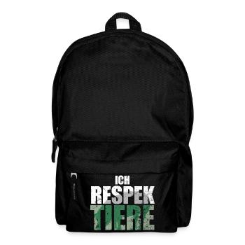Ich Respektiere Tiere Tierschutz Schwein Vegan - Rucksack - Schwarz - Vorne