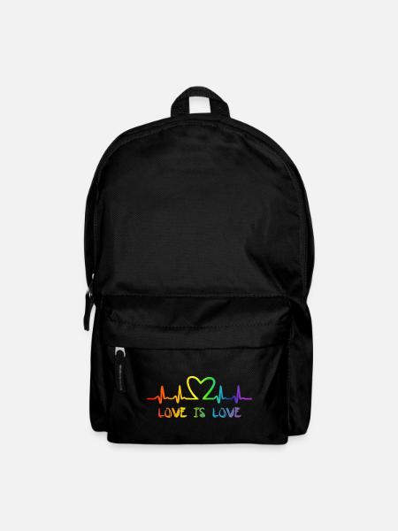 LGBT Love Rainbow Heartbeat - Backpack - black