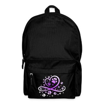 Herz mit Pfötchen und Sternen - Rucksack - Schwarz - Vorne