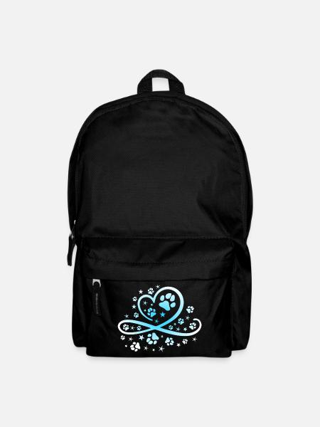 Herz mit Pfötchen und Sternen - Rucksack - Schwarz