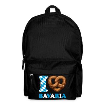 I Love Bavaria Brezel - Herz - Spruch - Rucksack - Schwarz - Vorne