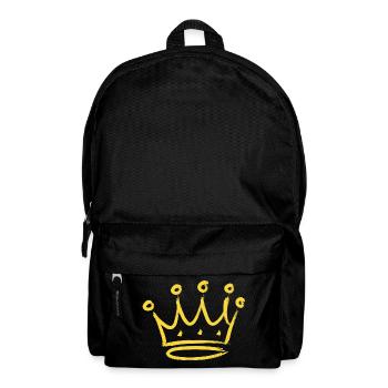 Couronne - grafitti jaune, coup de pinceau doré - Sac à dos - noir - Devant