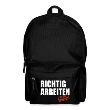 arbeiten ist auch keine Lösung - Rucksack - Schwarz - Vorne