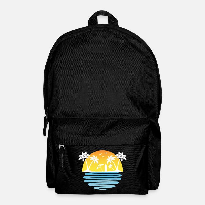Palmen Sommer Sonne Meer und Strand - Rucksack - Schwarz