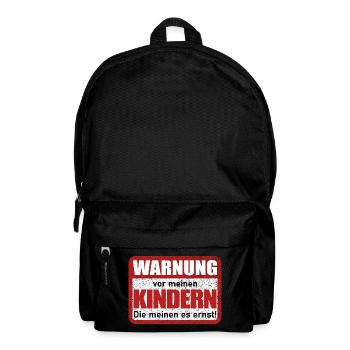 Warnung vor meinen Kindern Warnschild Lustig - Rucksack - Schwarz - Vorne