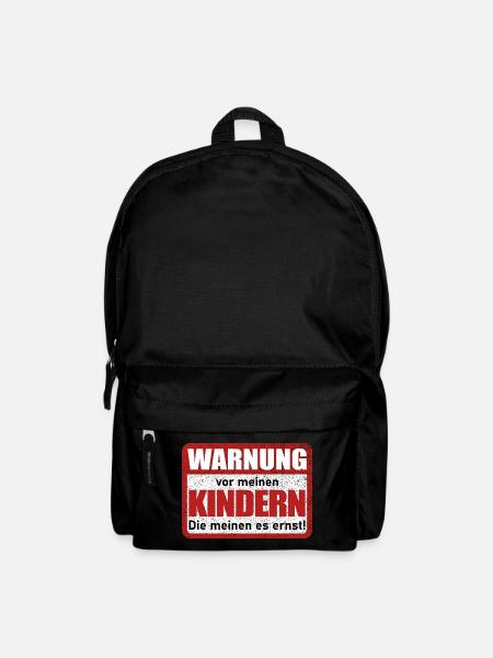Warnung vor meinen Kindern Warnschild Lustig - Rucksack - Schwarz