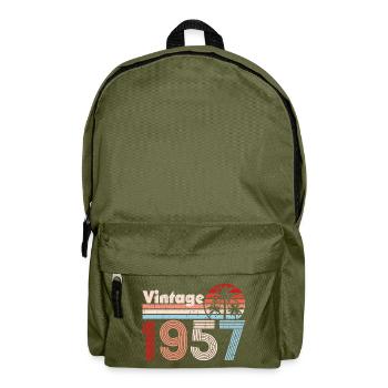 Vintage, 1957, Palmiers, Rétro, Anniversaire - Sac à dos - vert olive - Devant