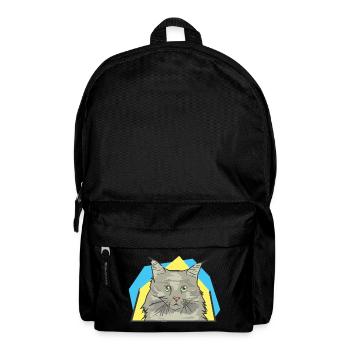 Chatte aux cheveux longs semble surpris - Sac à dos - noir - Devant