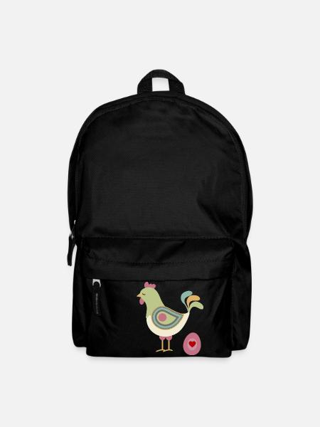 Huhn mit Osterei - Rucksack - Schwarz