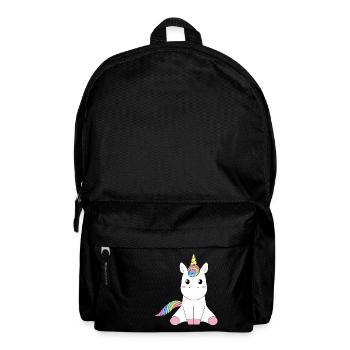 Einhorn Regenbogen Unicorn Rainbow - Rucksack - Schwarz - Vorne