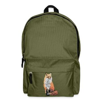 Fox Fox Motif Animal Motif - Backpack - olive green - Front