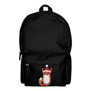 cute fox with Santa Claus Christmas hat - Backpack - black - Front